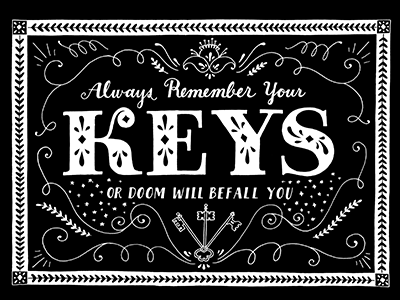 Remember Your Keys display hand lettering home illustration keys lettering