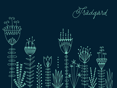 Tradgard (Garden) botanicals decorative display garden illustration lettering