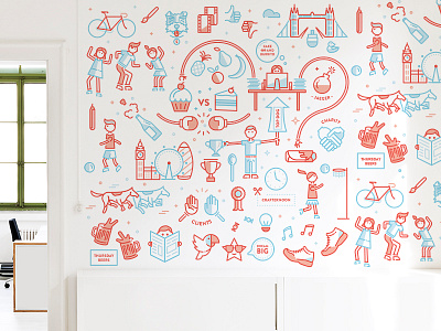 Wall Mural beer bike cake design icon illustration london mural office pattern studio wall