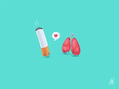 Love 4 ever 2d anatomy character cigarette cute game illustration krol love lungs toon vector