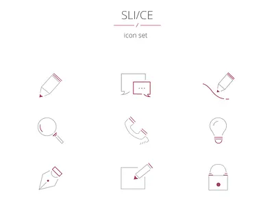 Sli/ce Icon set chat design flat icons line lock magnifier pen phone