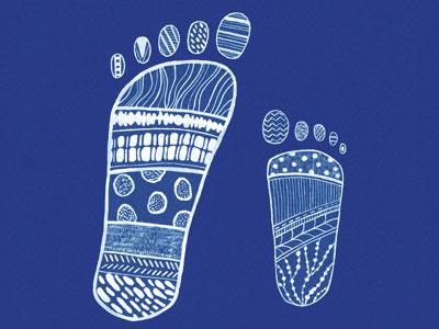 Footsteps footsteps gouache handpainted patterns