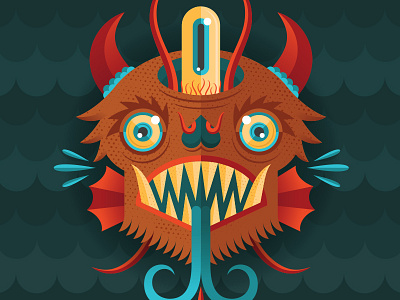 Water Monster cartoon character eyeball illustration monster water