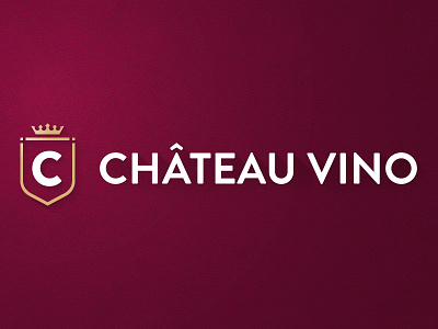 Chateau Vino logo (in color) crest crown logo logotype minimal vintage wijn wine winery