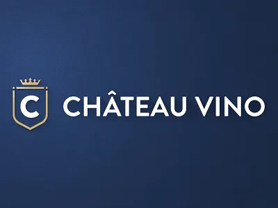 Chateau Vino logo (in alternative color) crest crown logo logotype minimal vintage wijn wine winery