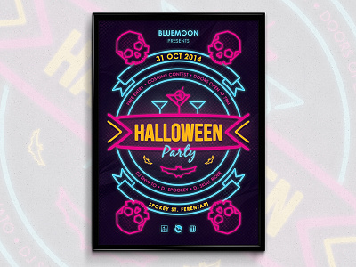 80's Halloween Poster 80 bat club drink halloween poster retro skull vintage