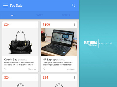 craigslist - material redesign app material mobile ui