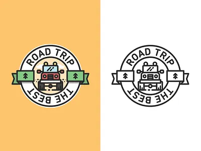 Road Trip 2 badges clean illustration jeep line line art logo logotype road trip