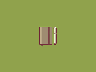 Moleskine & Micron Icon. 64by64 64x64 design flat icon iconaday micron moleskine pen sketch