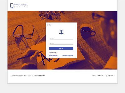 Ad Engine Landing Page landing page login screen login ui