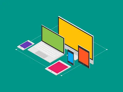 Responsive Design adaptive device explainer flat isometric material design orthographic responsive web