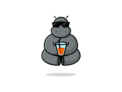 Hippo cool hippo illustration lemonade logo orange shades