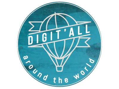 Digit'all around the world digital nomad illustration logo