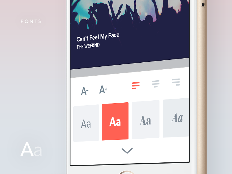 LyricsCard — Fonts android custom edit font ios material mockup ui ux