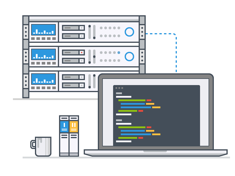 Instant Email Illustration animated animation code flat icon iconography icons illustration macbook server vector