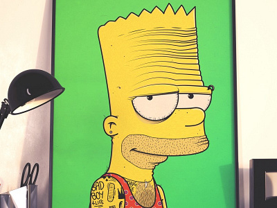 Old Bart badass bart character custom design drawing graphic illustration simpsons vector