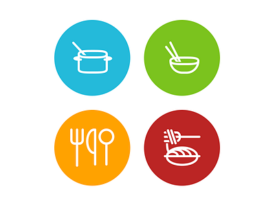 Cooking Icon set asian icon pan pasta silverware