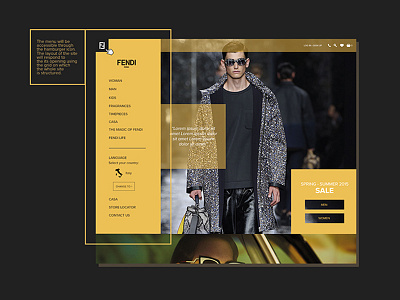 Fendi - Redesign fashion fendi gold grid redesign site website