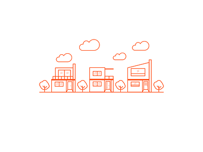 Neighborhood flat house illustration line mexico orange sketch