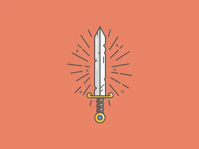 Sword wip flat line outline sword