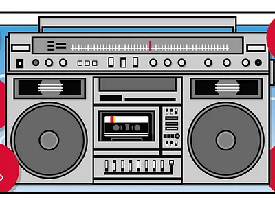 BoomBox boombox electronics illustration music tape vector vintage