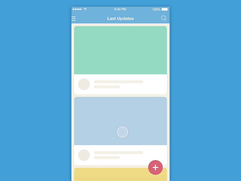 Principle Animation animation app cards fab list material design principle prototype ui