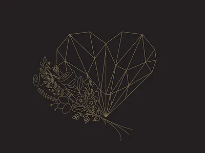Wedding logo art deco floral flowers geometric hand drawn heart icon line art logo low poly vector wedding