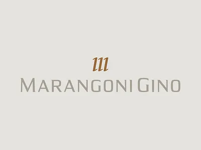 Logo Marangoni Gino brand copper hot foil custom typeface elegant lettering logo design m monogram minimal sober