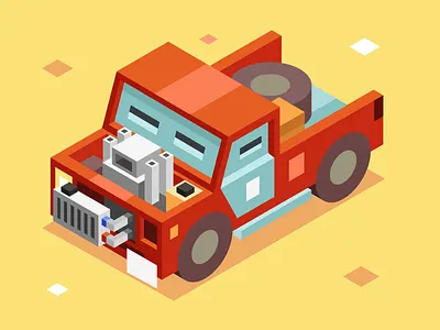 Wasteland car car illustration isometric vector wasteland