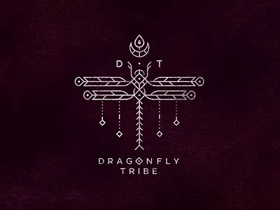 Dragonfly Tribe dance dragonfly ethno grunge lineart logo logotype magic ornament tribal tribe