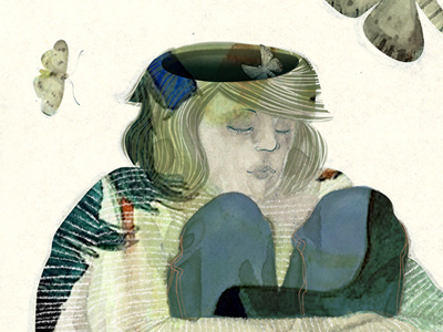 Head full of nothing butterflies butterfly digital art empty head illustration illustrator moth moths person pondering self portrait thinking
