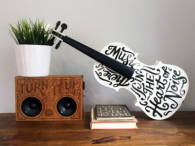 Skillshare: Lettering on things! black and white design lettering monochrome music script swash type typography violin