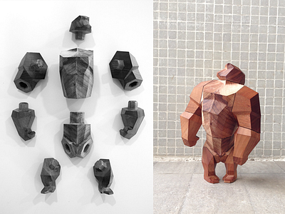 The Simian (dismembered) ape character design gorilla lowpoly simian toy wood