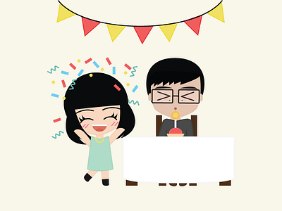 Happy Birthday! birthday characters confetti illustration vector
