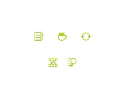 Brainstorming Icon Set coffee ideation organize prepare sort target