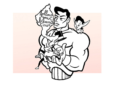 Follow Your Dreams cartoon comic drawing dreams hercules illustration ink inspiration line art nightmare peanut surreal
