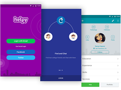 Helpy android best design flat graphics ios material ui mobile ui ux windows