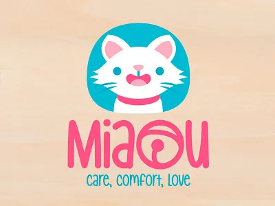 Miau Logo brand branding cat chibi cute kawaii kitty logo petshop
