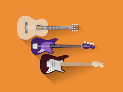 Gtars! acoustic bassguitar electric flat guitar music vector