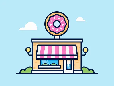 Doughnut Shop 365 daily challenge icon outline restaurant shop store vector