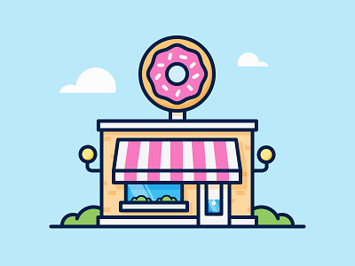 Doughnut Shop 365 daily challenge icon outline restaurant shop store vector