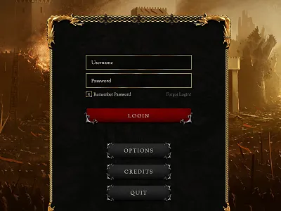 Login game gold login medieval ornate ui