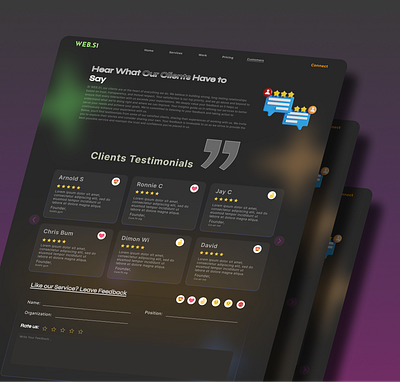 Web service Platform branding client page design designer figma glassmorphic glassmorphism graphic design illustration logo minimalist design review page reviews ui vector webservice