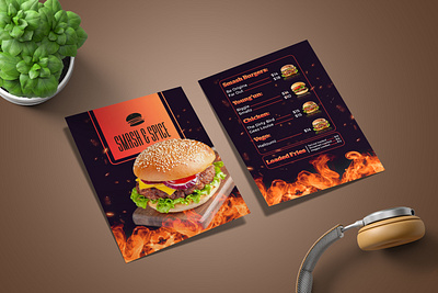 Burger Menu Flyer Design ad advertising banner beautiful burger creative design designer elegant flyer flyers graphic design illustration menu restaurant sleek spicy unique yummy