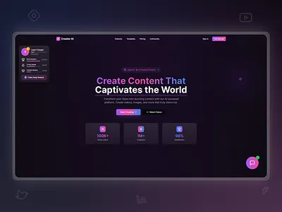 Creator AI - AI Content Creation Platform aicontentcreation branding contentcreationplatform creativetools creatorai figmadesign imagetovideo podcastcreation texttovideo uidesign uiux videocreation