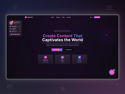 Creator AI - AI Content Creation Platform aicontentcreation branding contentcreationplatform creativetools creatorai figmadesign imagetovideo podcastcreation texttovideo uidesign uiux videocreation