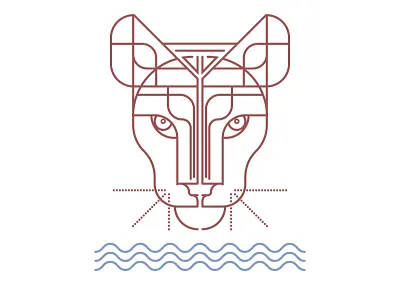 Panther Creek Arts Logogram animal cat design equal and opposite grey jay icon line art line drawing logo mascot panther visual identity