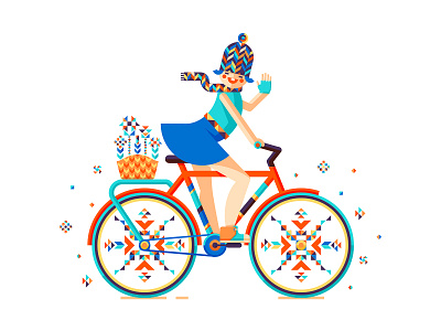 See You Again :) bicycle decoration flower girl illustration pattern