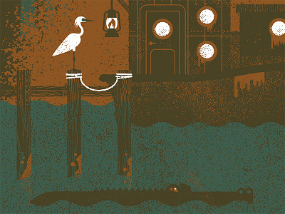 Swamp alligator boat dock egret everglades gator poster river stork