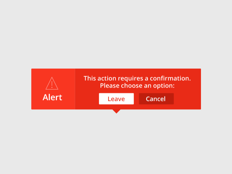 Confirmation Alert action alert confirmation dialogue leave popup